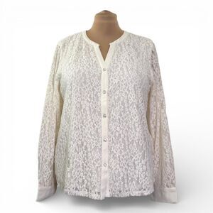 CABLE & GAUGE Cream Lace Blouse, NWT! Size XXL